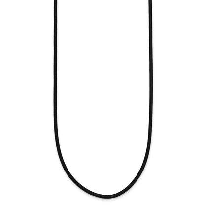 14K White Gold 2mm 16in Black Leather Cord Necklace