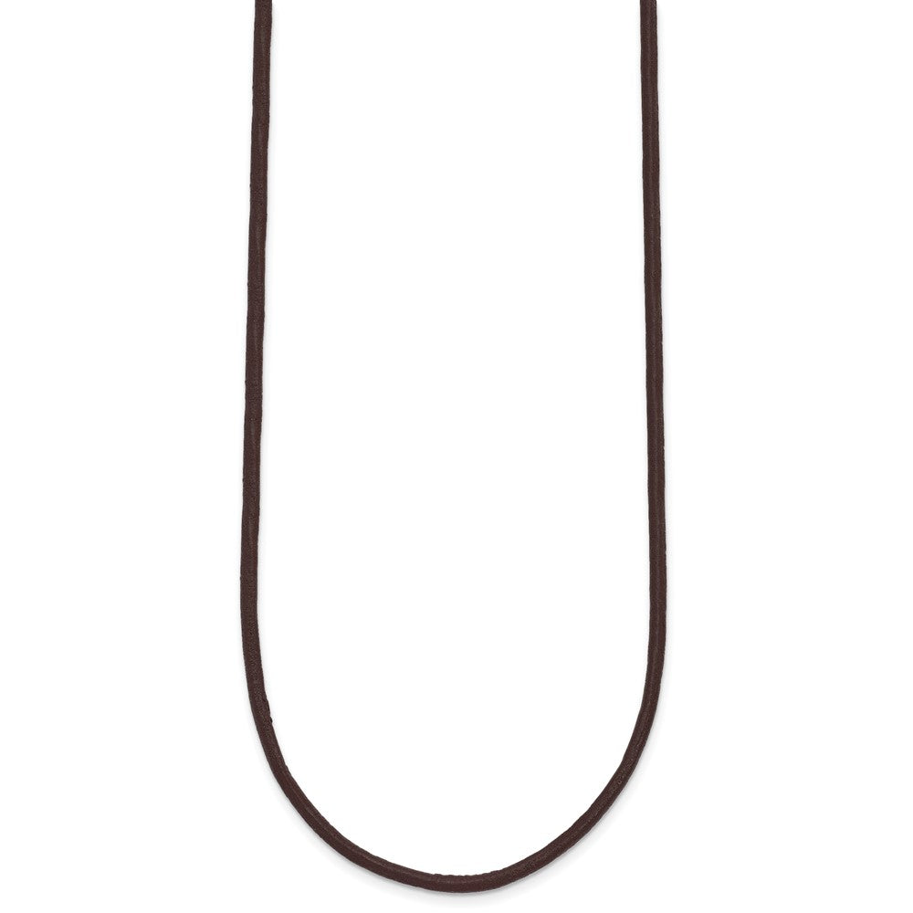 14K Yellow Gold 2mm 16in Brown Leather Cord Necklace
