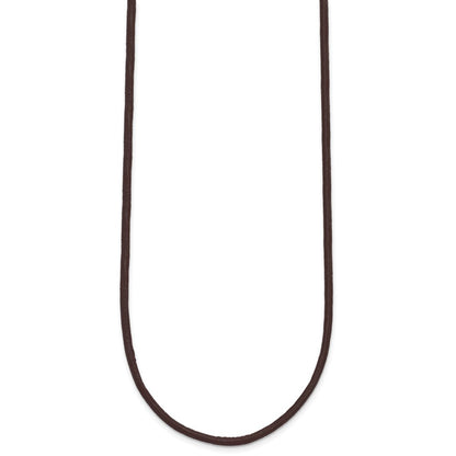 14K Yellow Gold 2mm 16in Brown Leather Cord Necklace