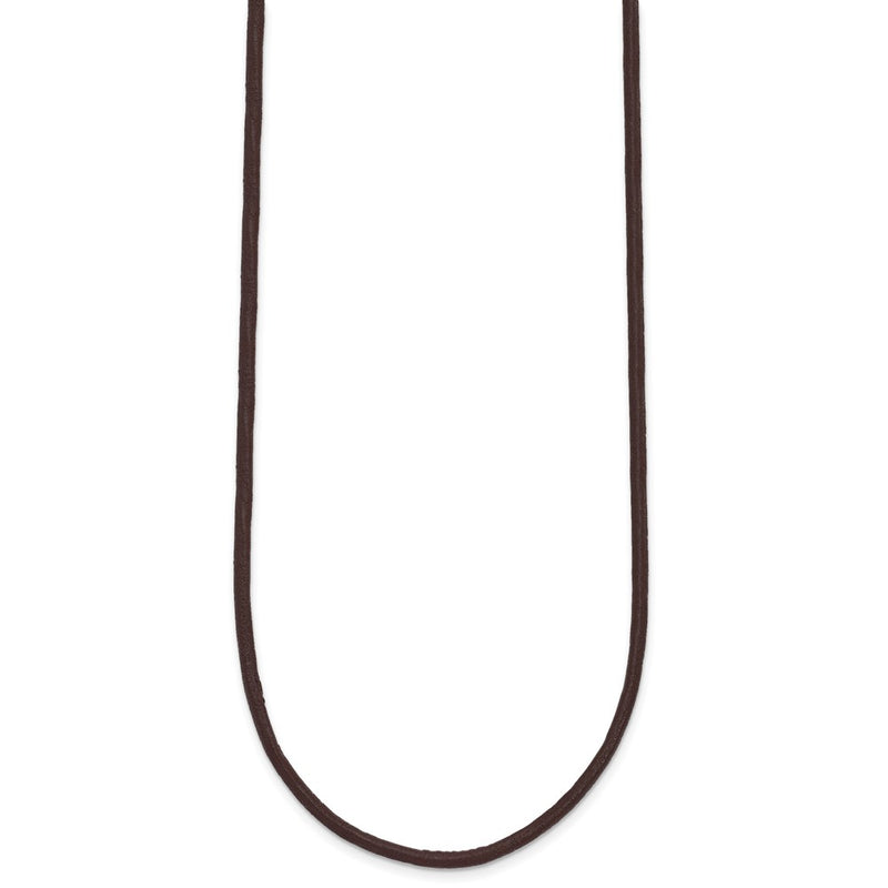14K Yellow Gold 2mm 16in Brown Leather Cord Necklace