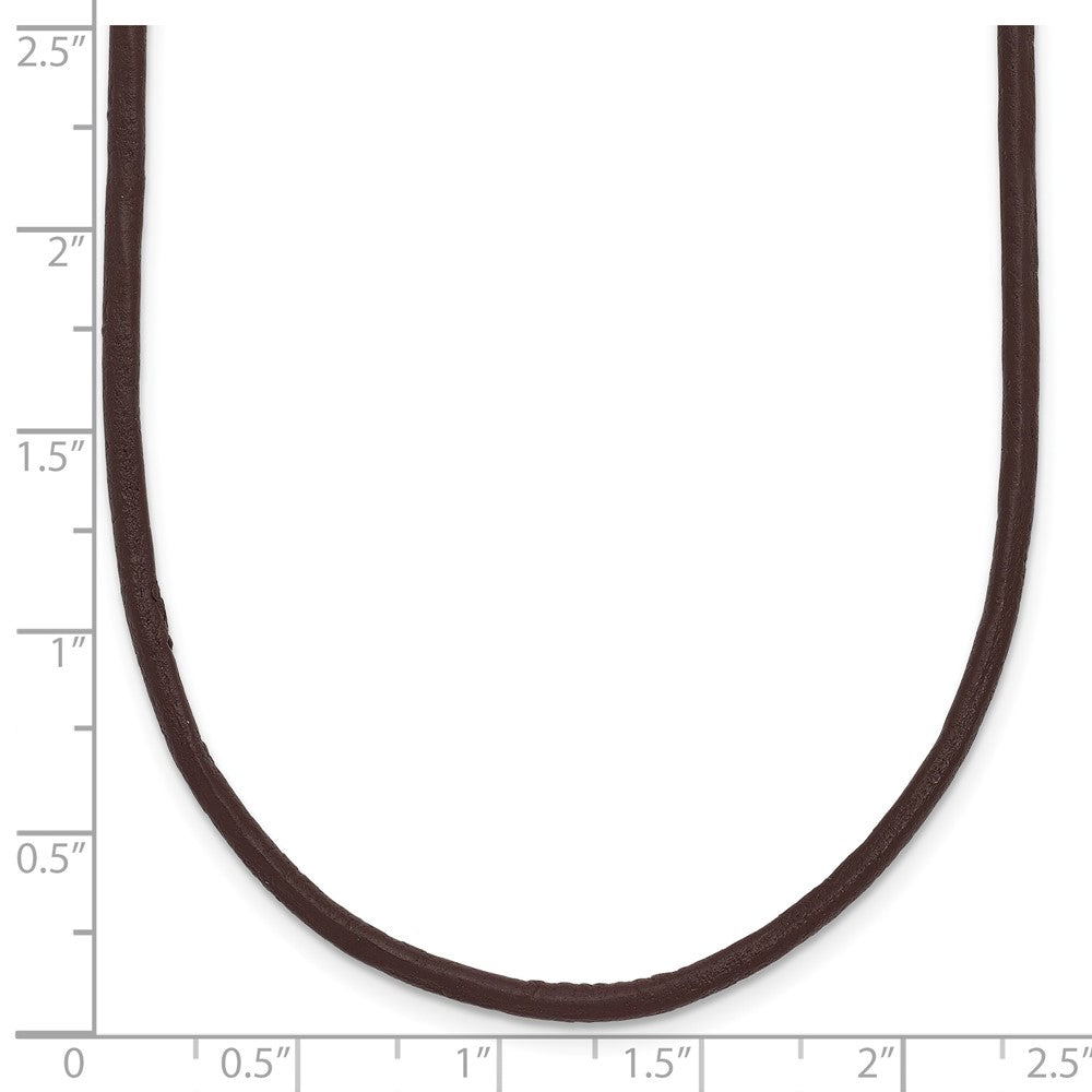 14K Yellow Gold 2mm 16in Brown Leather Cord Necklace