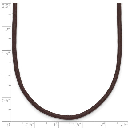 14K Yellow Gold 2mm 16in Brown Leather Cord Necklace