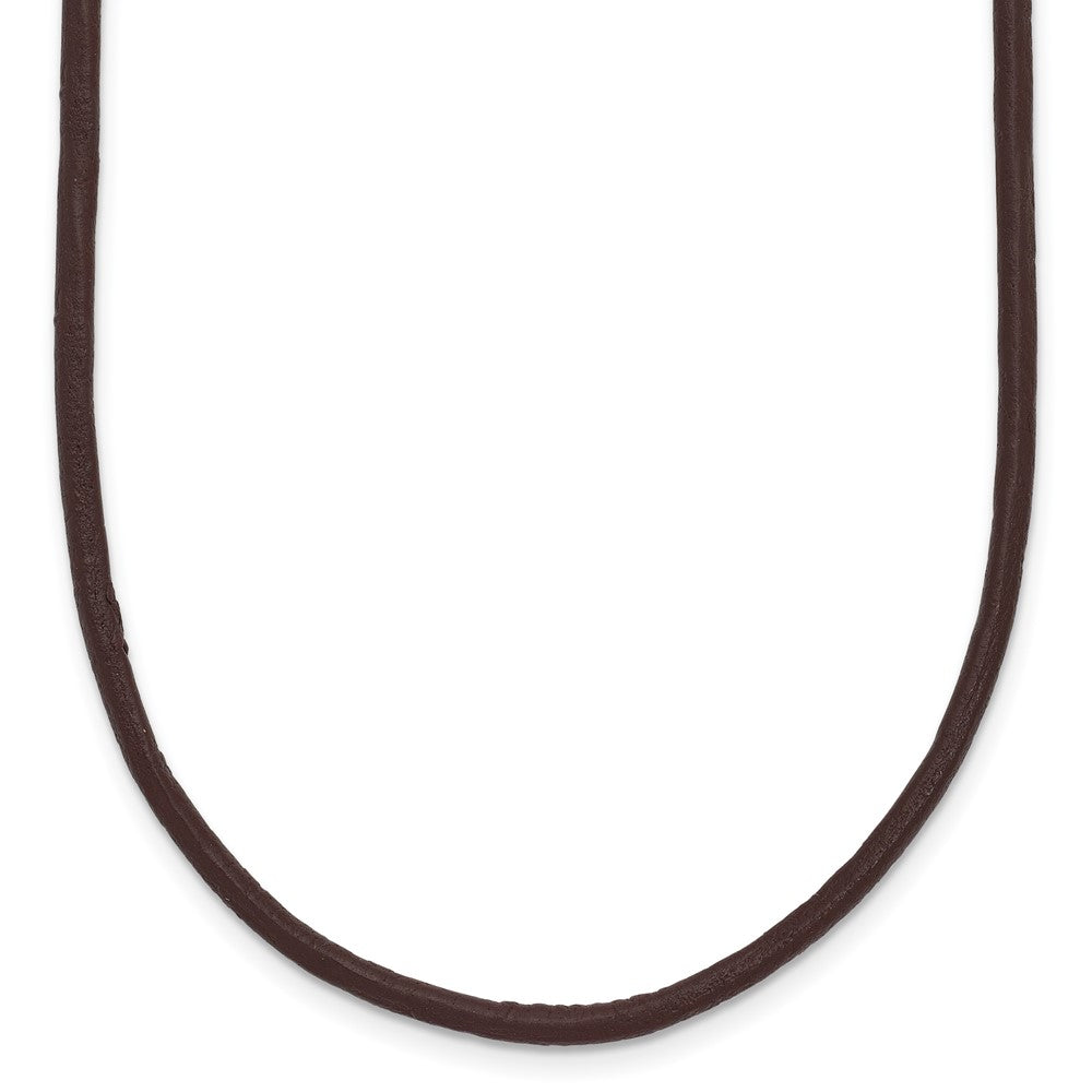 14K Yellow Gold 2mm 16in Brown Leather Cord Necklace
