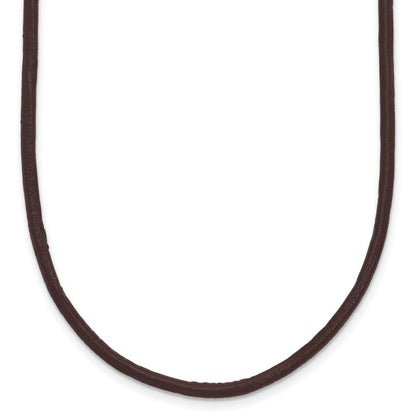 14K Yellow Gold 2mm 16in Brown Leather Cord Necklace