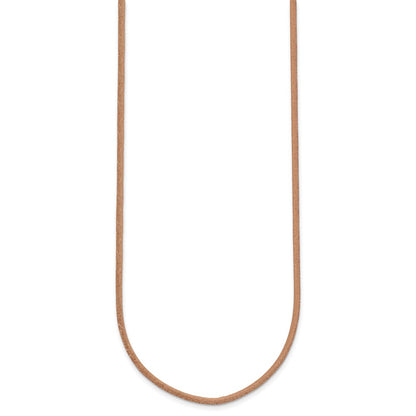 14K Yellow Gold 2mm 16in Natural Leather Cord Necklace