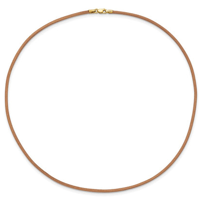 14K Yellow Gold 2mm 16in Natural Leather Cord Necklace