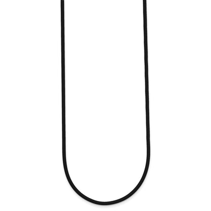14K Yellow Gold 2mm 16in with Yellow Clasp Black Rubber Cord Necklace