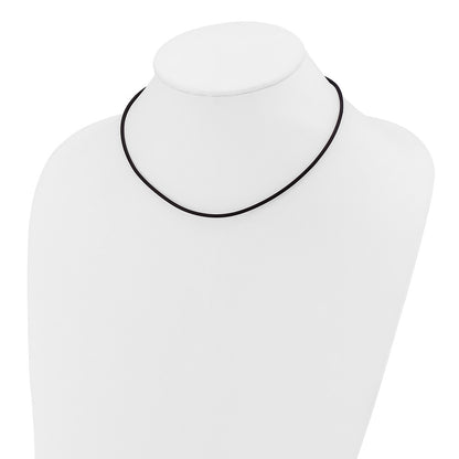 14K Yellow Gold 2mm 16in with Yellow Clasp Black Rubber Cord Necklace