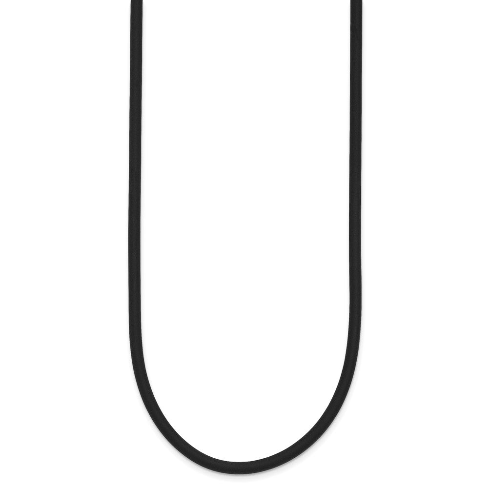 14K Yellow Gold 3mm 16in with Yellow Clasp Black Rubber Cord Necklace