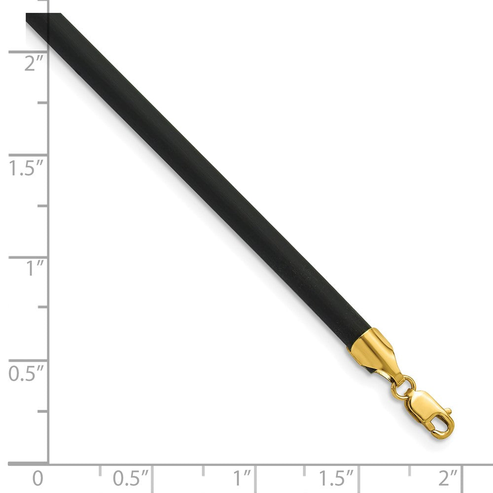 14K Yellow Gold 4mm 16in with Yellow Clasp Black Rubber Cord Necklace