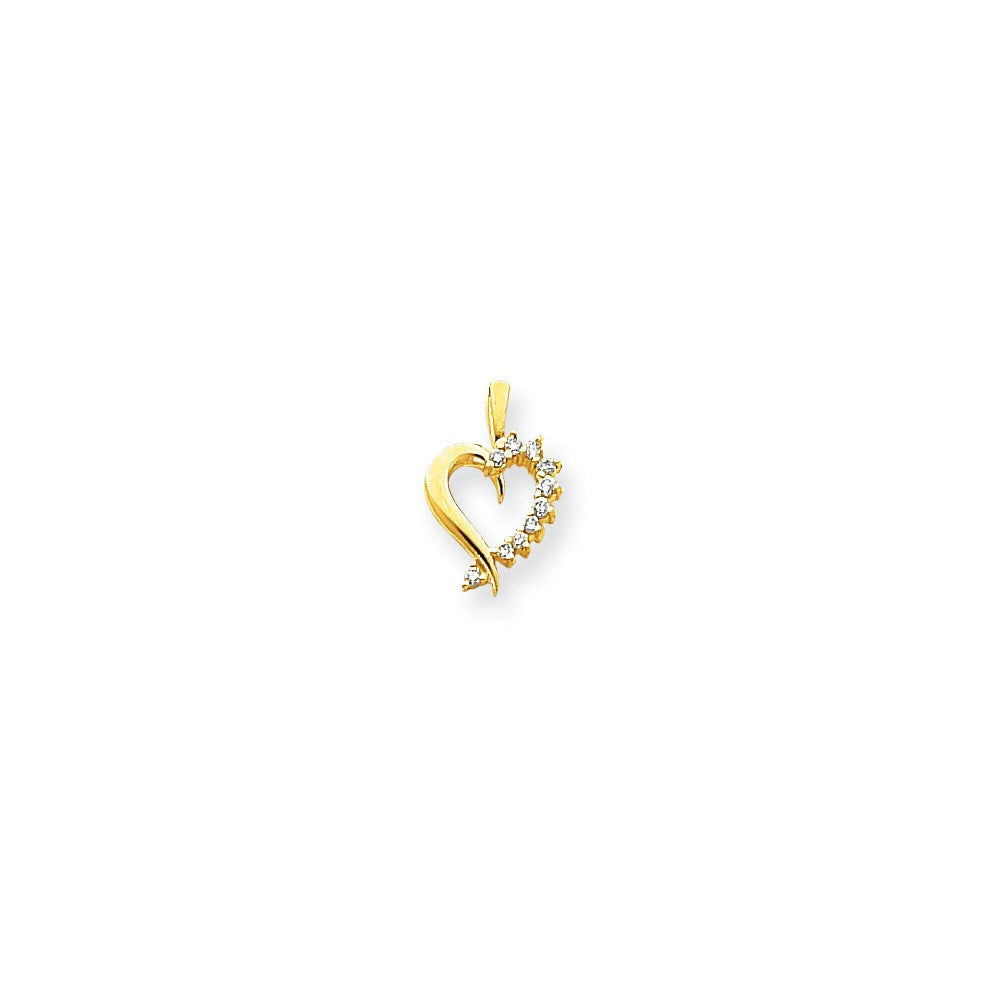 14k AA Diamond heart pendant