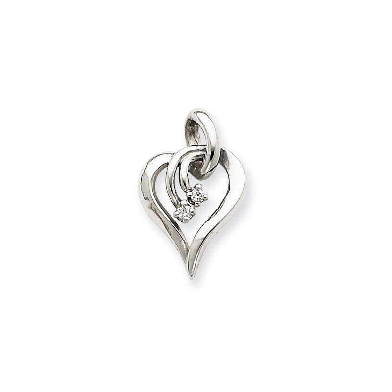 14k White Gold AA Diamond Heart