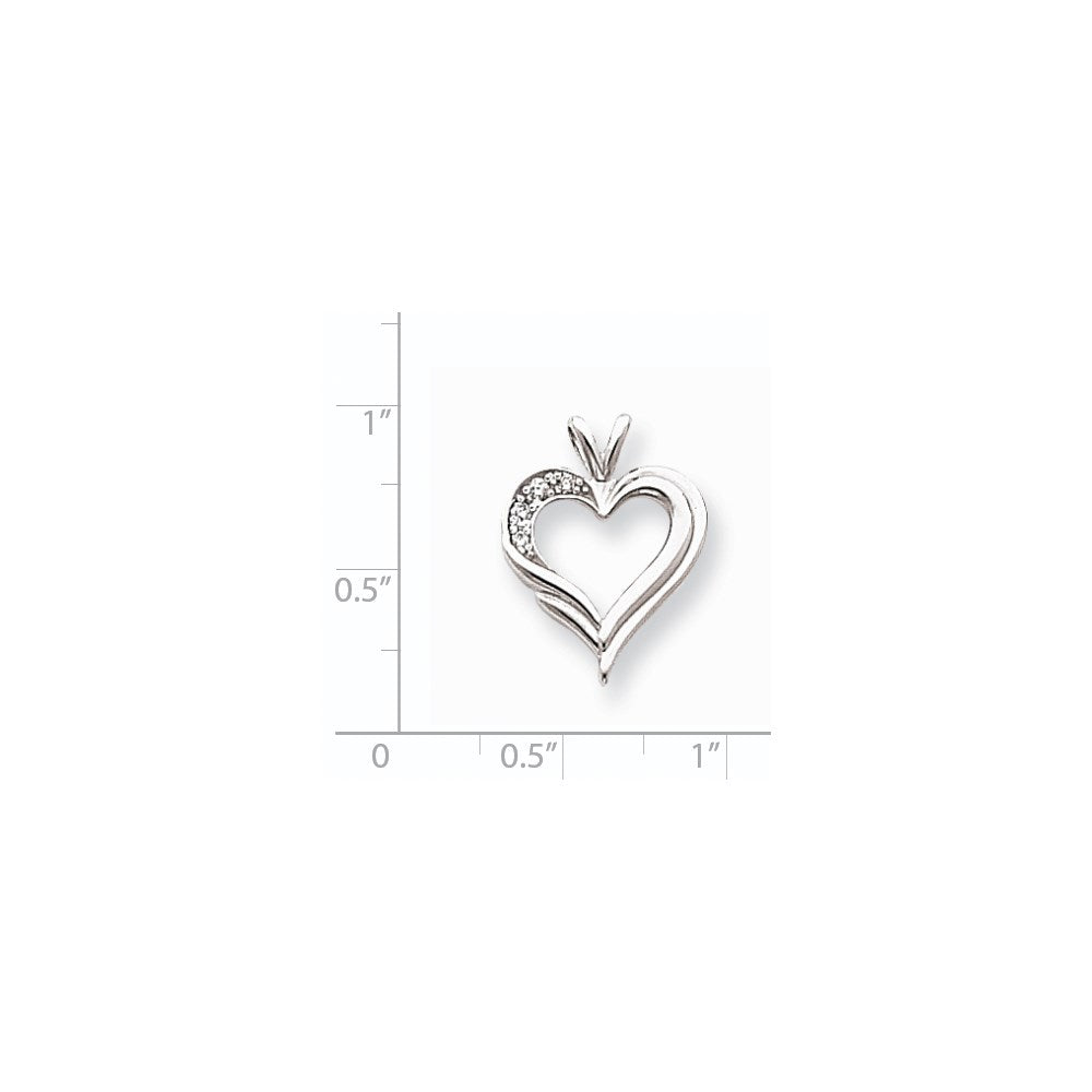 14k White Gold AAA Diamond heart pendant