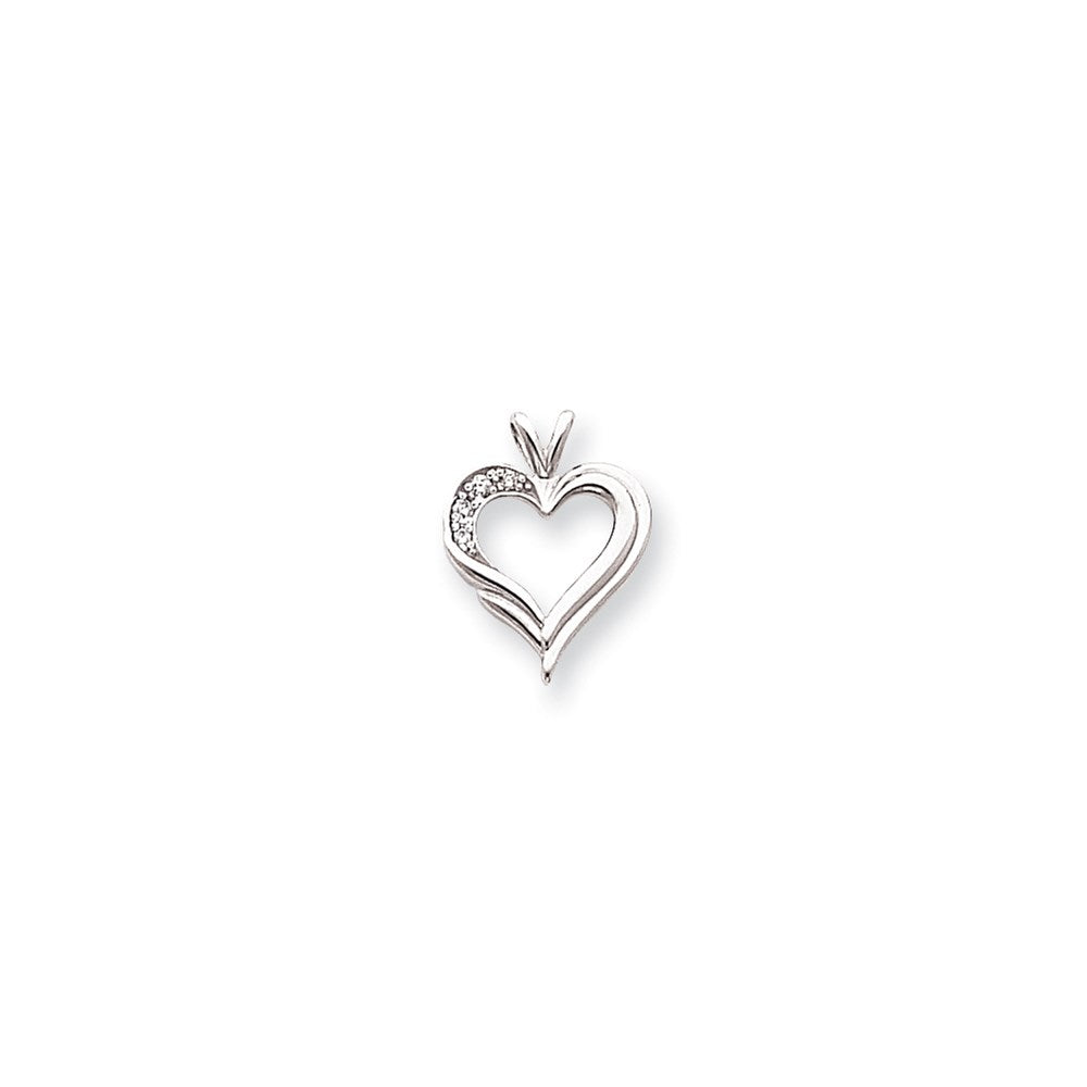 14k White Gold A Diamond heart pendant