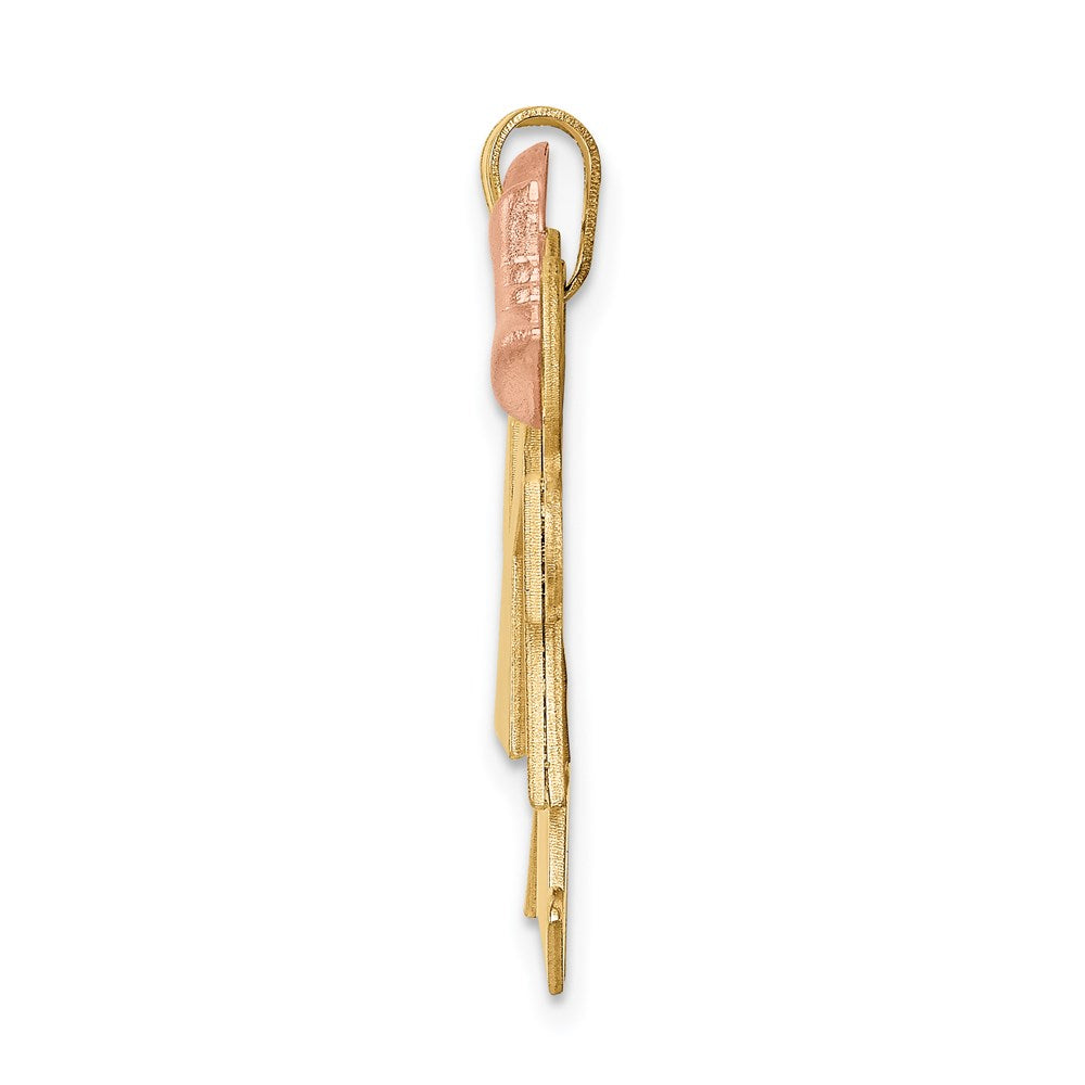 14K Two Tone Double Girl Kids Pink Bow Charm