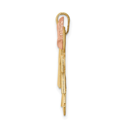 14K Two Tone Double Girl Kids Pink Bow Charm