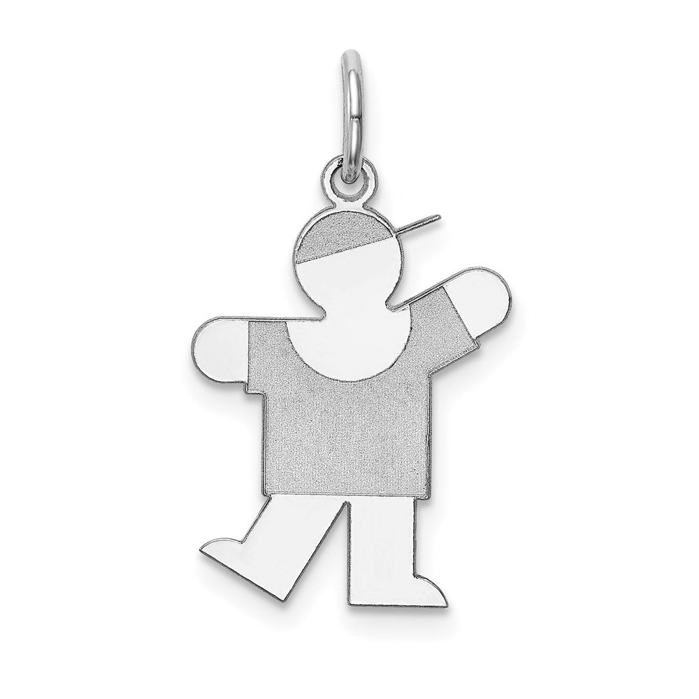 Sterling Silver Rhodium Plated Kiss Kid Charm