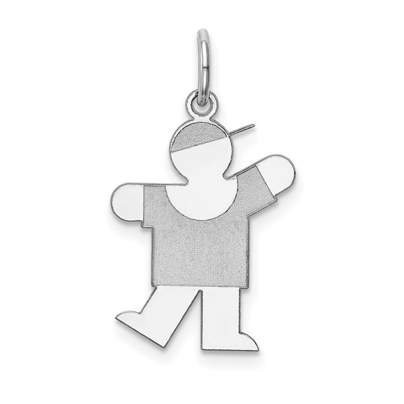Sterling Silver Rhodium Plated Kiss Kid Charm