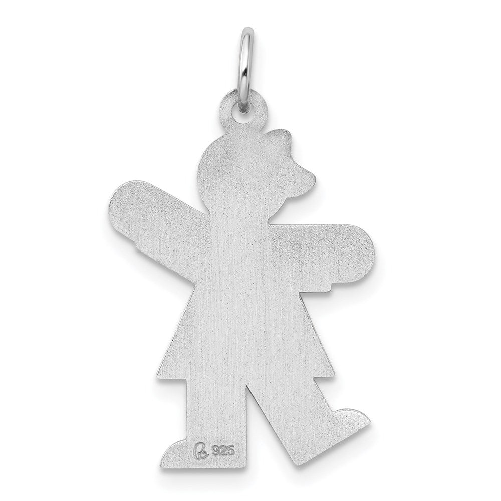 Sterling Silver Rhodium Plated Kiss Kid Charm
