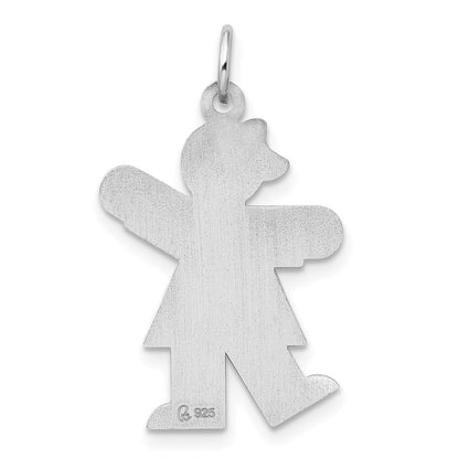 Sterling Silver Rhodium Plated Kiss Kid Charm