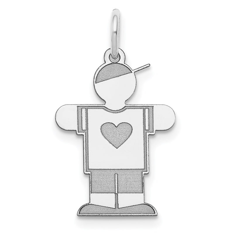 Sterling Silver Rhodium Plated Kid Charm