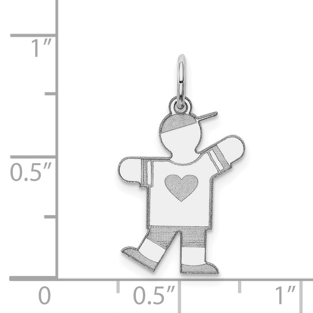 Sterling Silver Rhodium Plated Kid Charm
