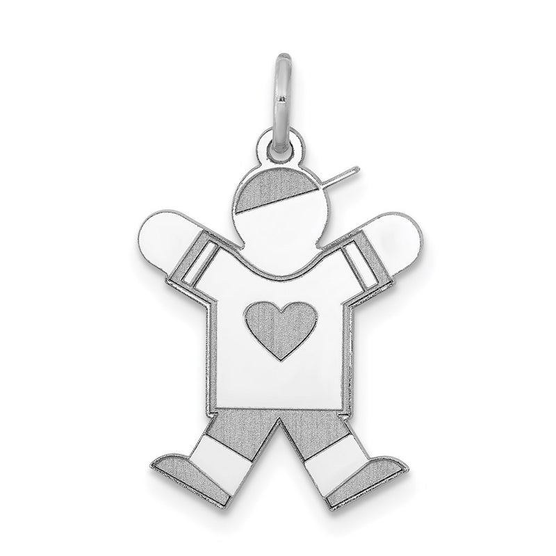 Sterling Silver Rhodium Plated Kid Charm