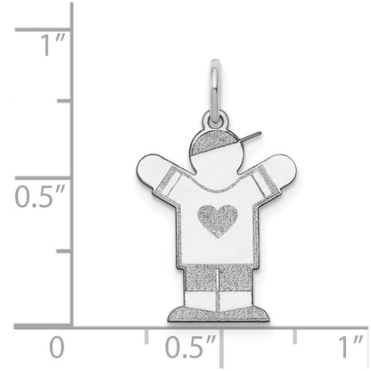 Sterling Silver Rhodium Plated Kid Charm