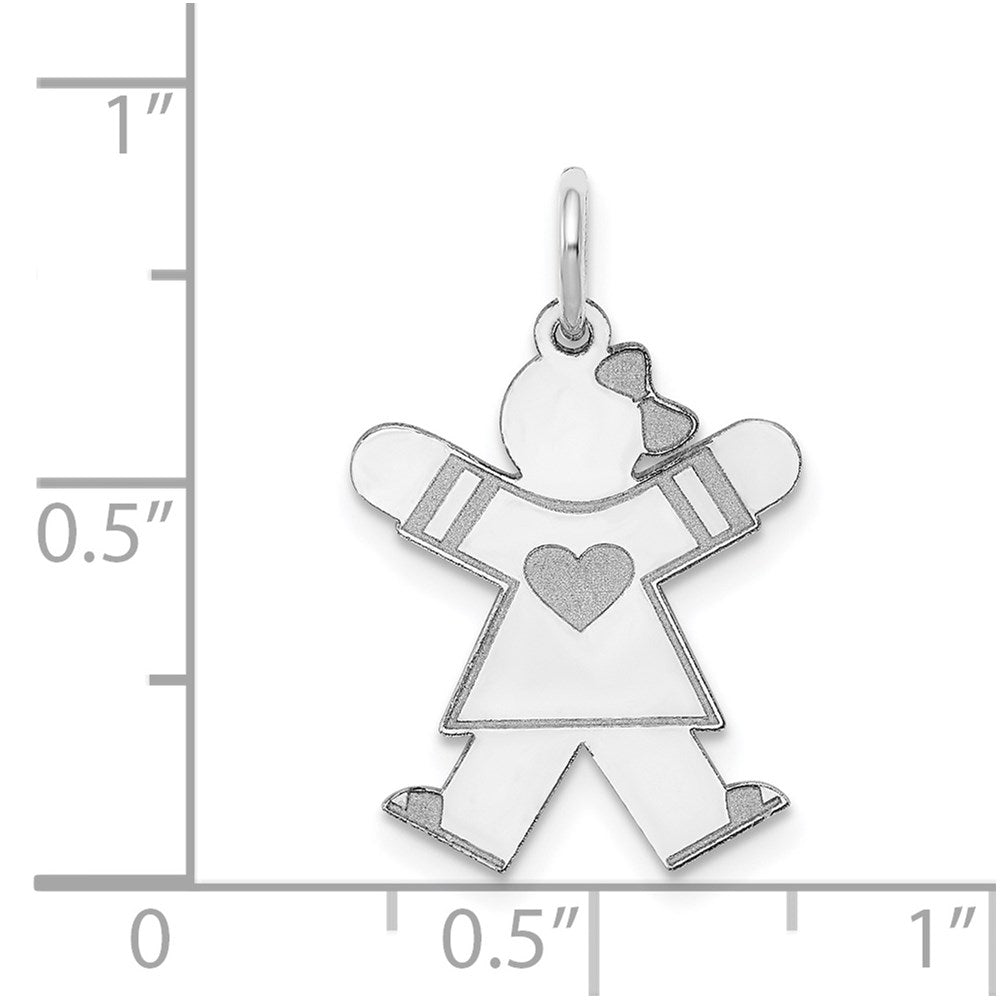 Sterling Silver Rhodium Plated Kid Charm