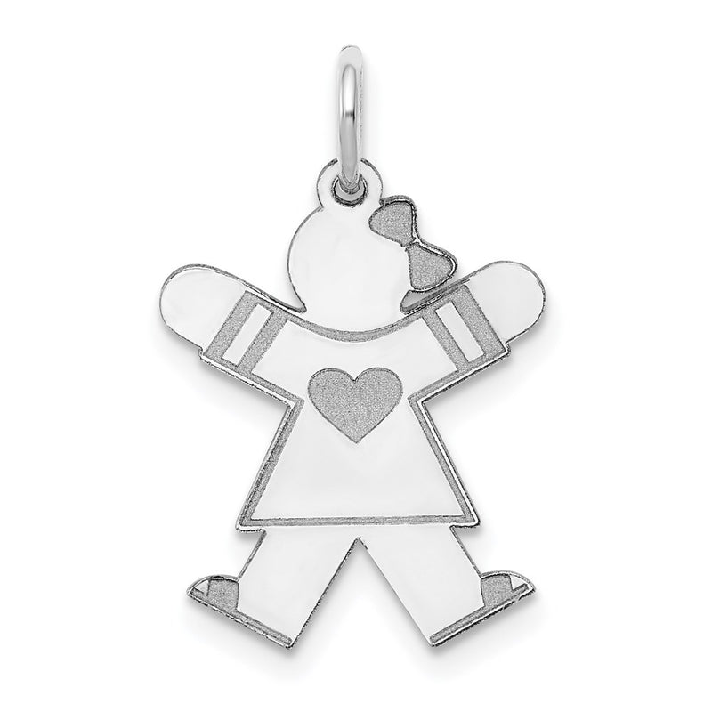 Sterling Silver Rhodium Plated Kid Charm