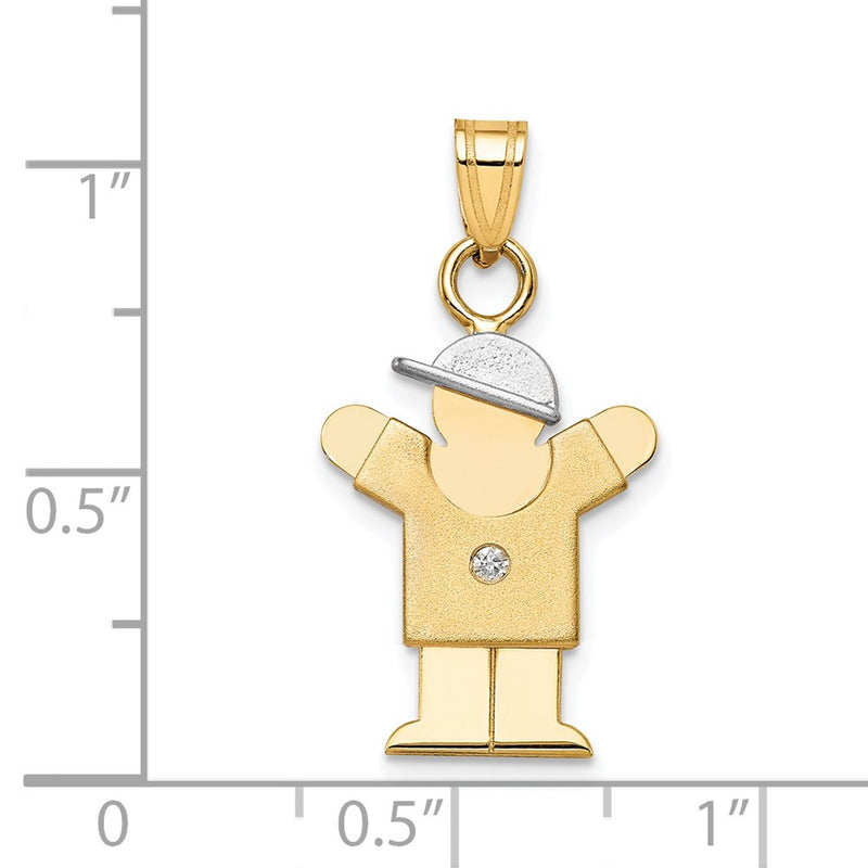 14k Two tone VS Diamond kid pendant