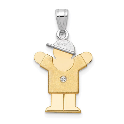 14k Two tone AAA Diamond kid pendant