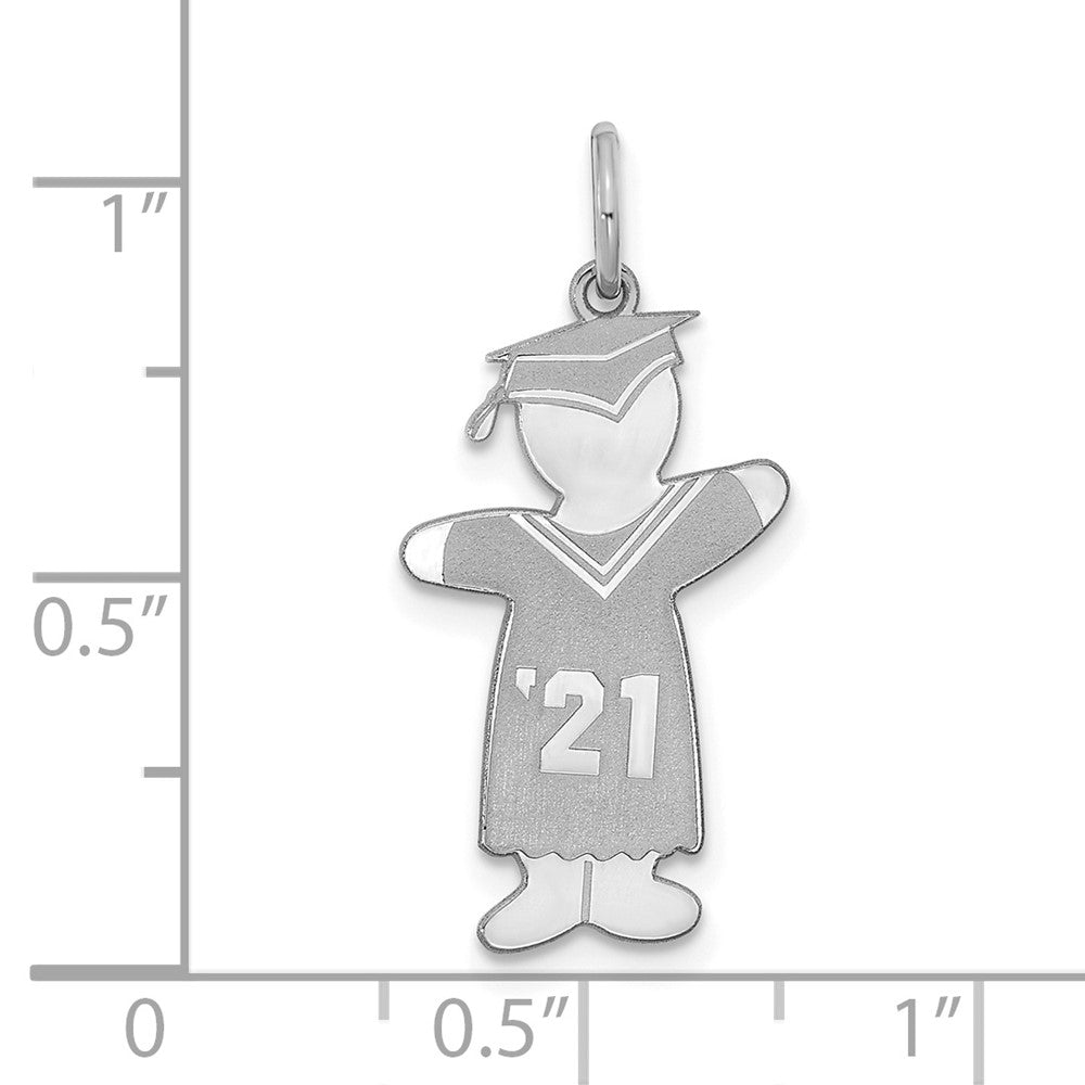 Sterling Silver Rhodium Plated Class Of 2021 Boy Cuddle Charm