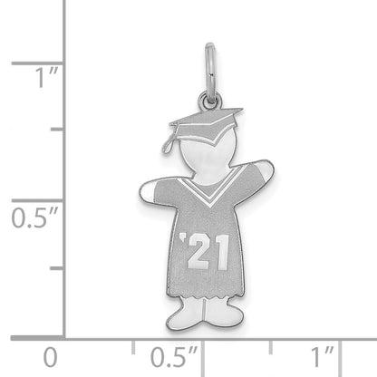 Sterling Silver Rhodium Plated Class Of 2021 Boy Cuddle Charm
