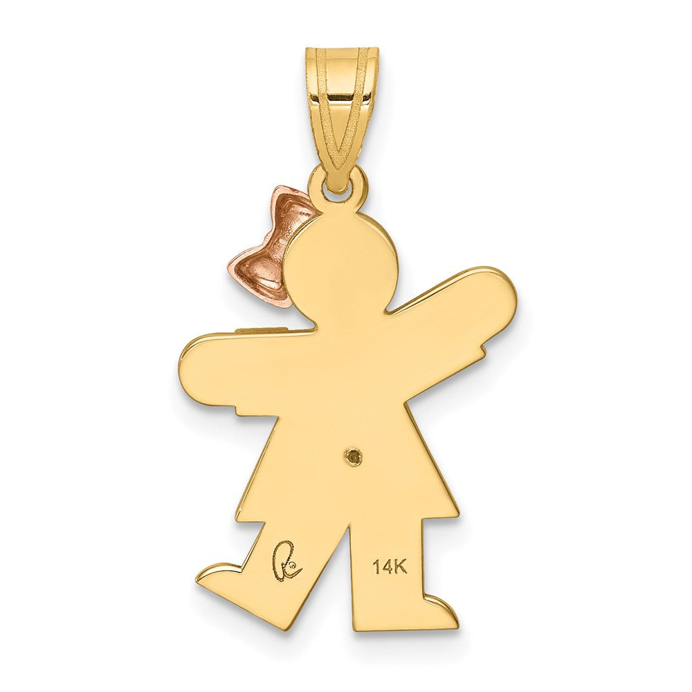 14k Two tone A Diamond kid pendant