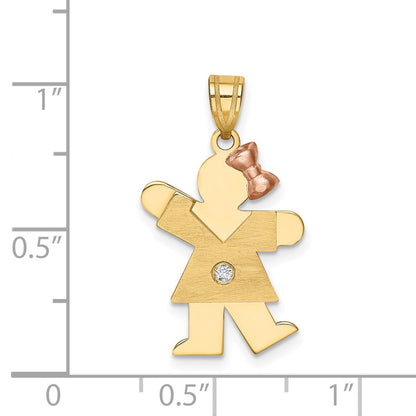 14k Two tone A Diamond kid pendant