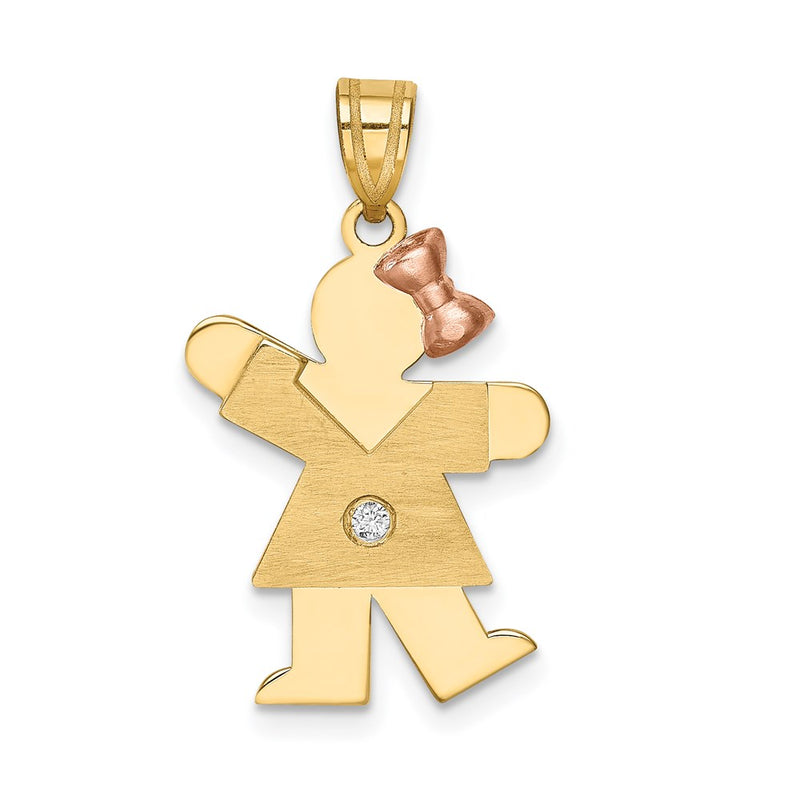 14k Two tone A Diamond kid pendant