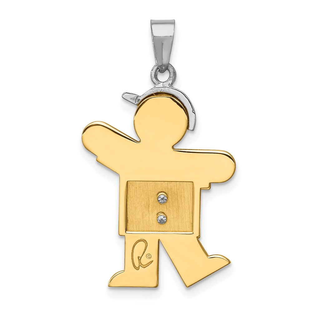 14k Two tone A Diamond kid pendant