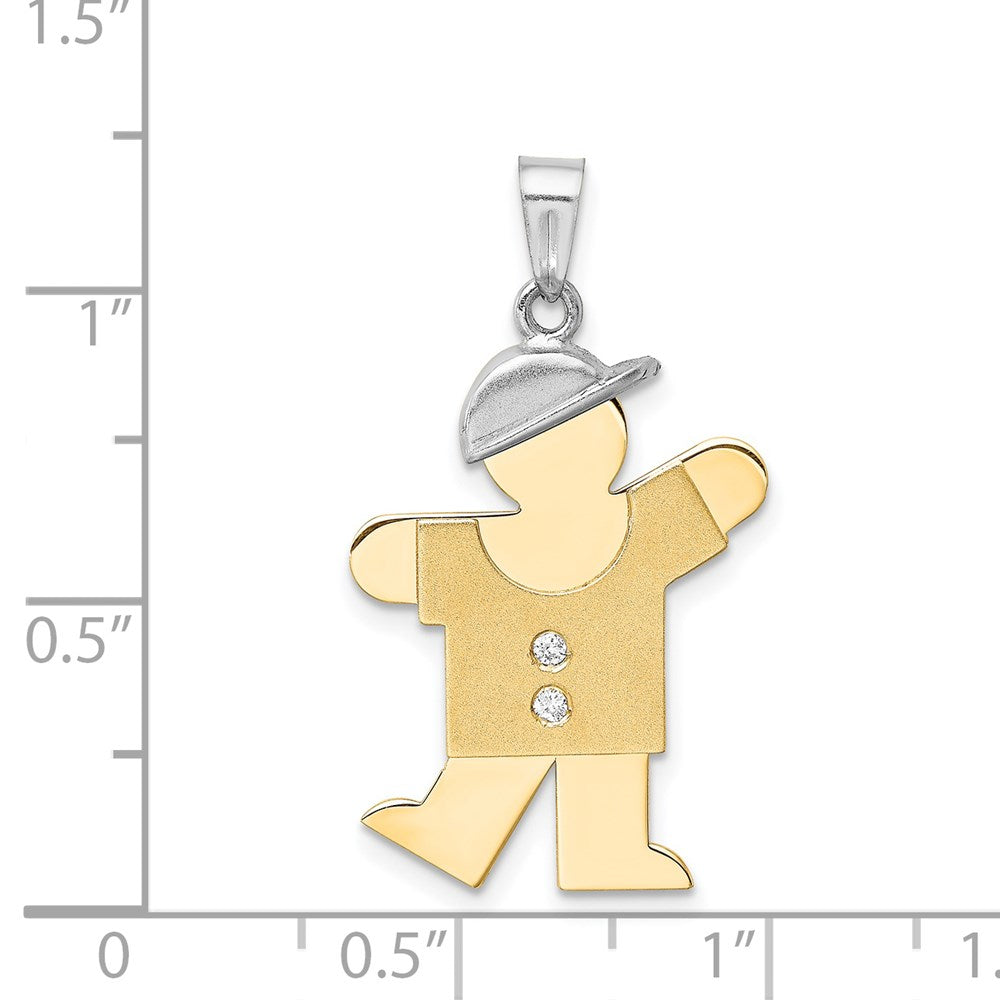 14k Two tone A Diamond kid pendant