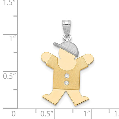 14k Two tone VS Diamond kid pendant