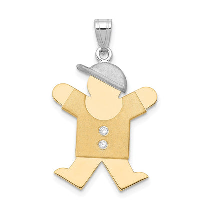 14k Two-tone Gold A Diamond kid pendant