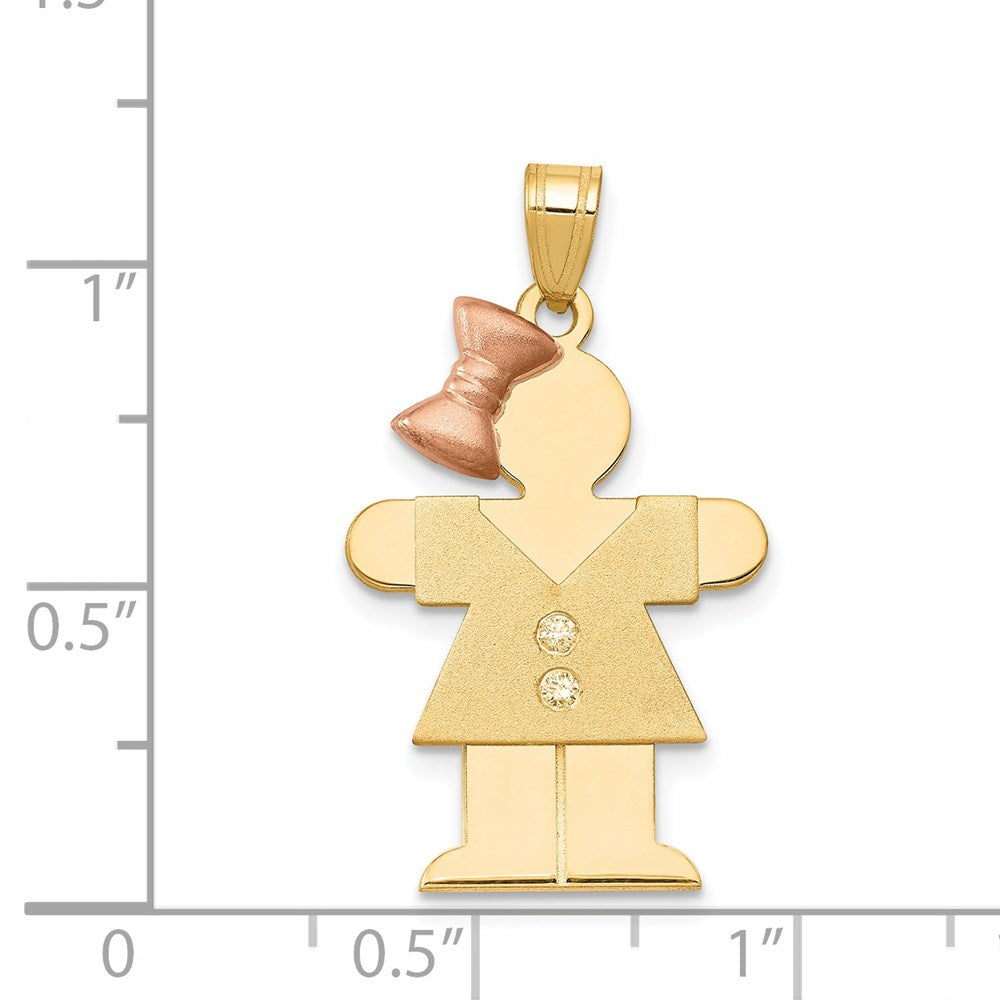 14k Two tone VS Diamond kid pendant