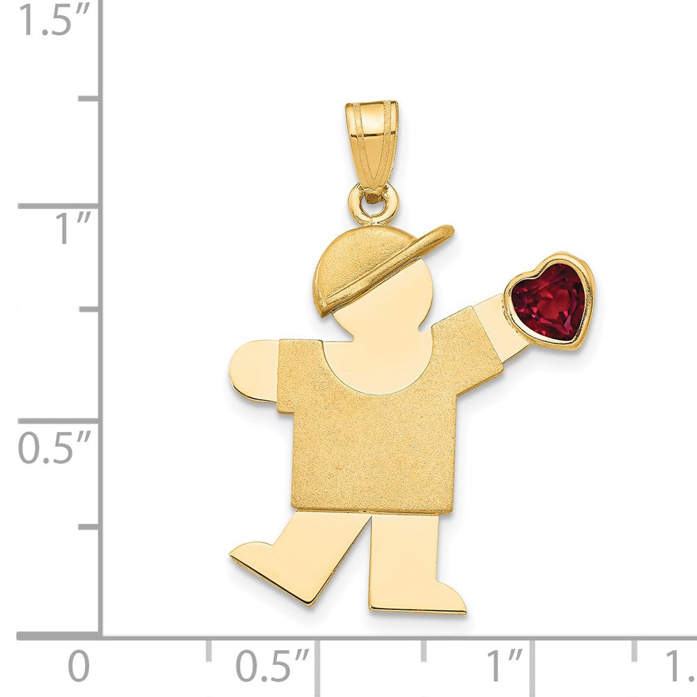 14k Yellow Gold 14k Boy with CZ July Birthstone Charm
