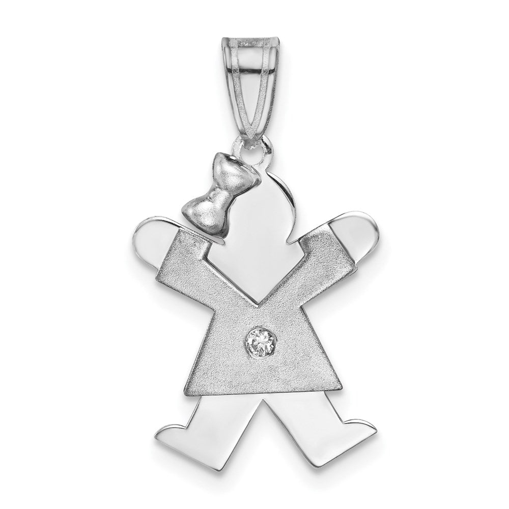 14k White Gold AAA Diamond kid pendant