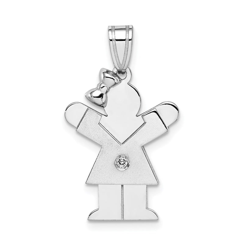 14k White Gold AAA Diamond kid pendant