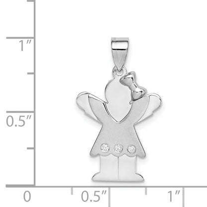14k White Gold AAA Diamond Kid Pendant