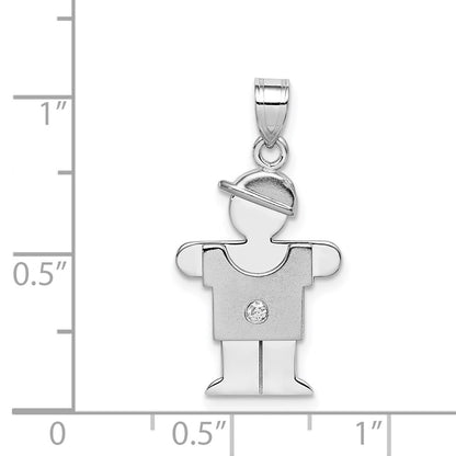 14k White Gold A Diamond kid pendant