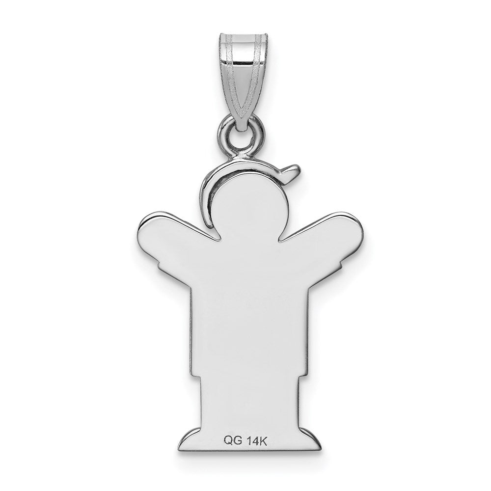 14k White Gold AAA Diamond kid pendant