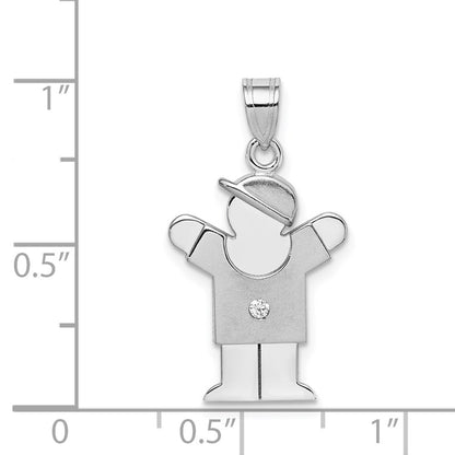 14k White Gold AAA Diamond kid pendant