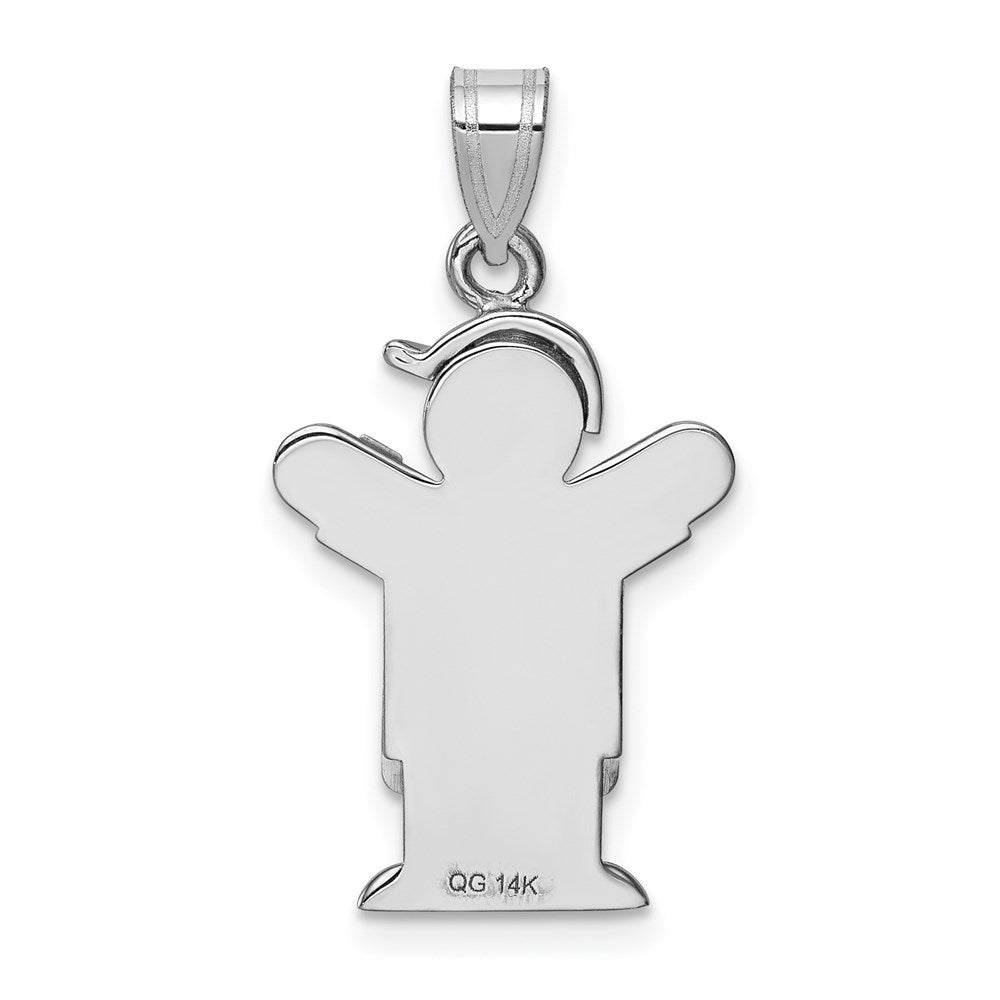 14k White Gold A Diamond kid pendant